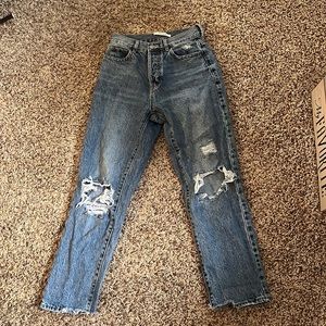 PacSun, dark wash distressed mom jean